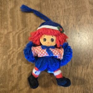 Vintage 1975 Raggedy Andy Christmas Ornament Bobbs Merrill Yarn Doll Plush 4"